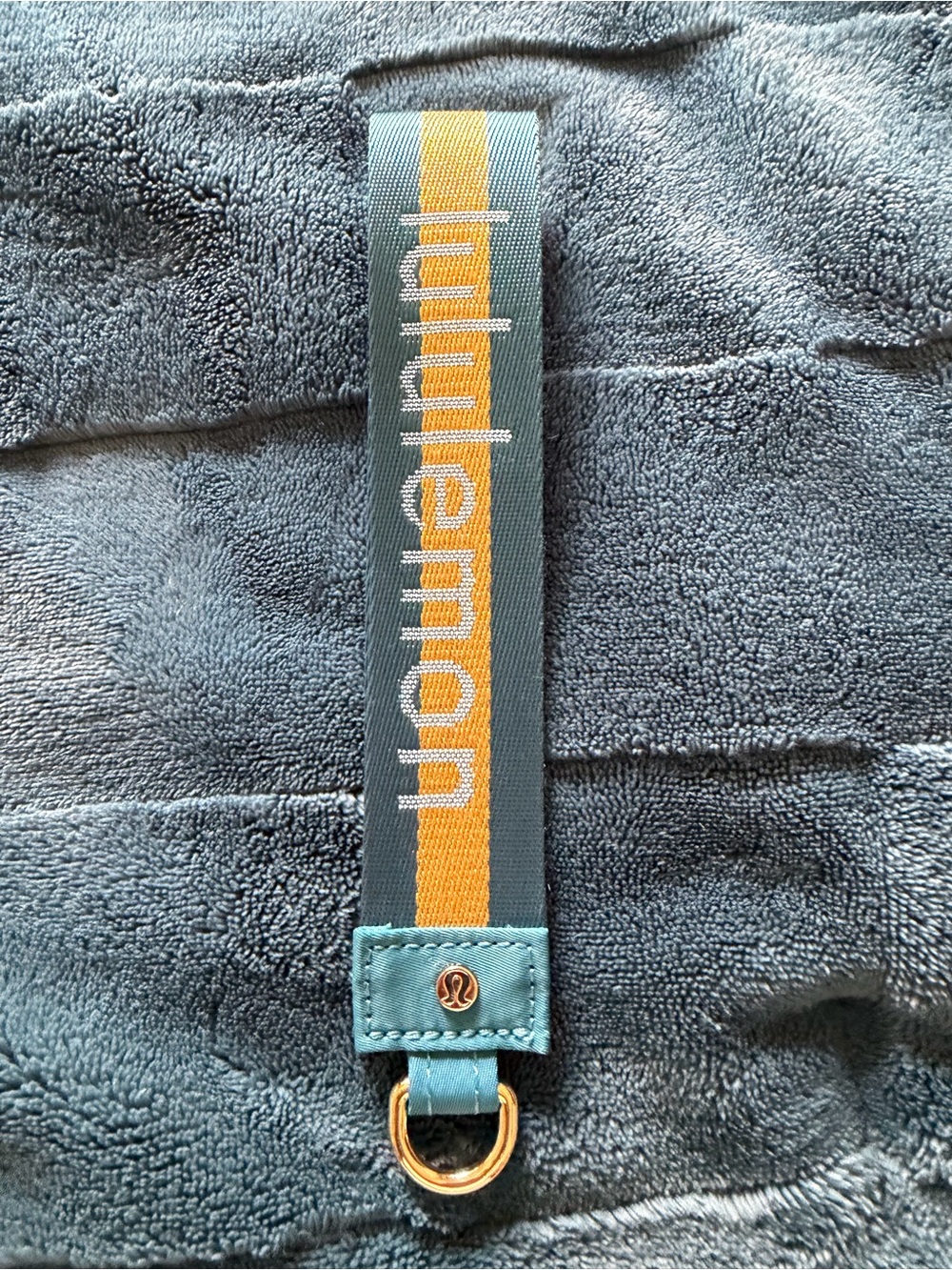 lululemon athletica Teal with Yellow Stripe Key ring